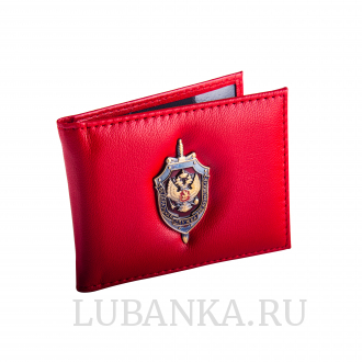 Обложка для удостоверения «ФСБ» с жетоном, узкая, пухлая, красная