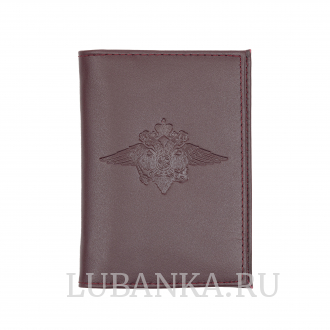 Обложка для автодокументов МВД с жетоном бордовая