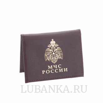 Обложка для удостоверения МЧС с жетоном бордовая