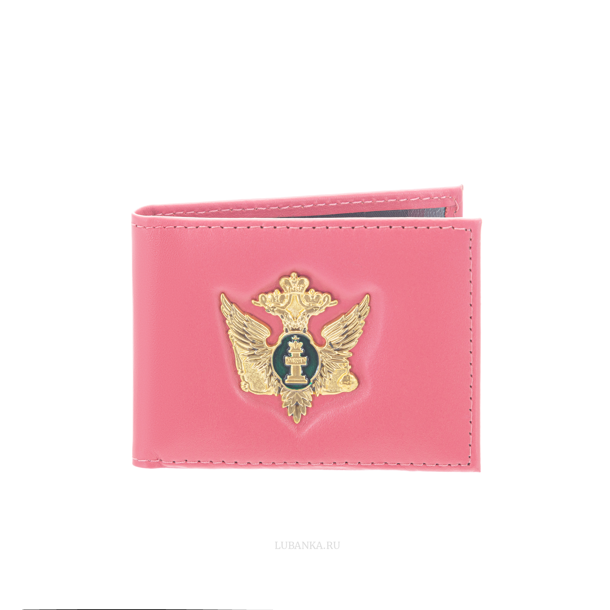 Обложка для удостоверения Министерство Юстиции с жетоном узкая пухлая розовая