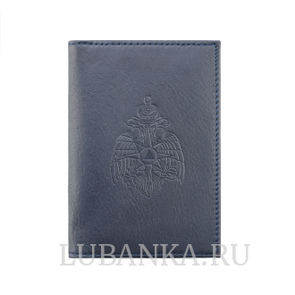 Обложка для автодокументов МЧС с жетоном темно синяя