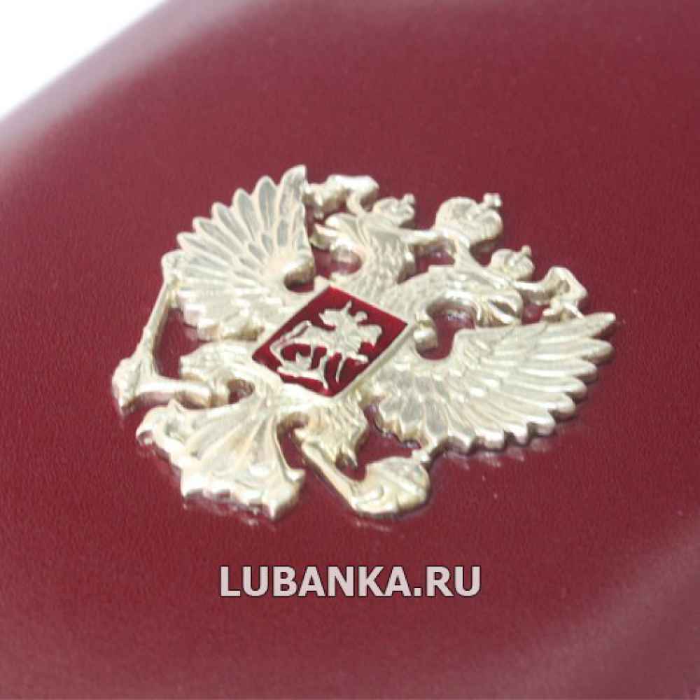 Визитница кожаная Россия со знаком красная