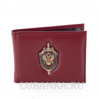 Обложка для удостоверения ФСБ с жетоном узкая пухлая бордовая
