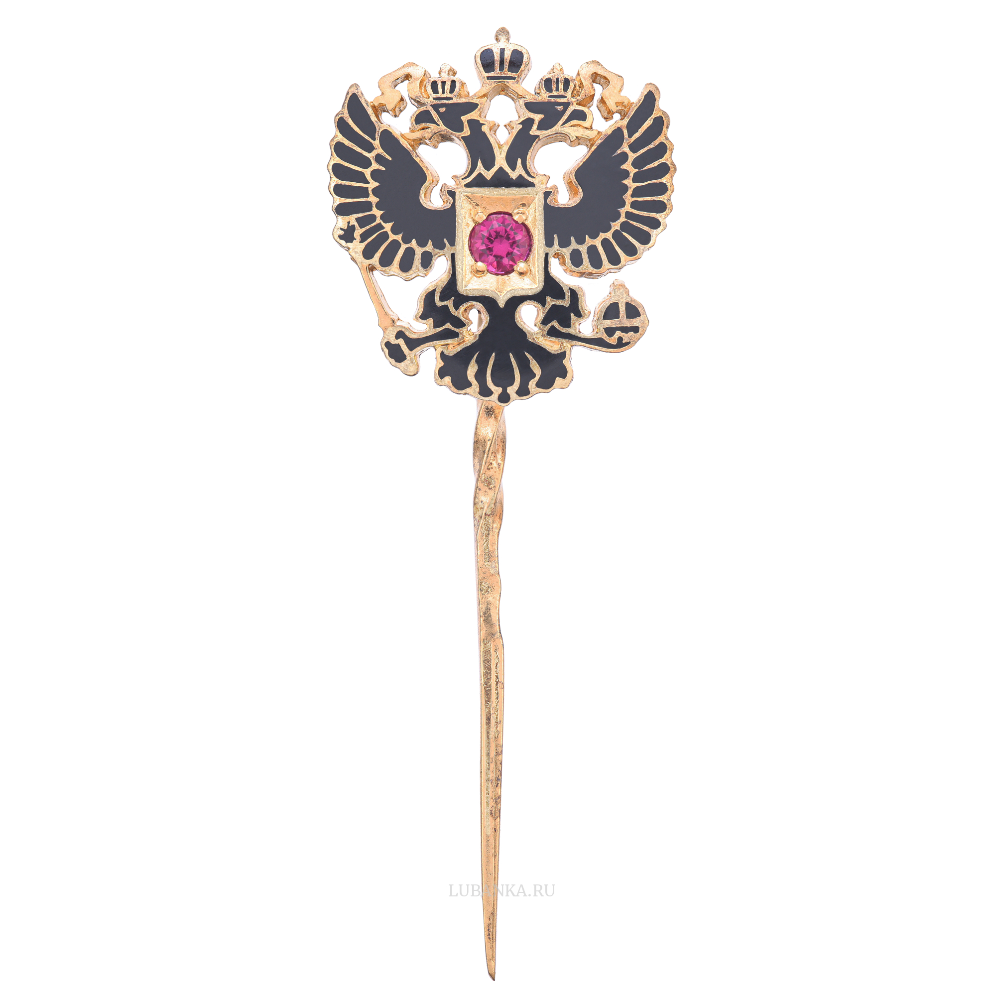 Заколка Герб России серебро с позолотой