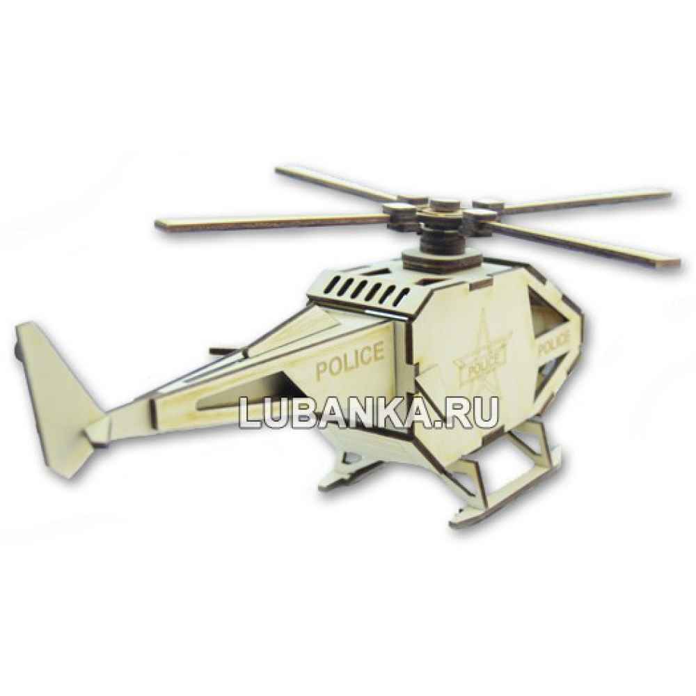 Деревянная модель для сборки вертолет Полиция