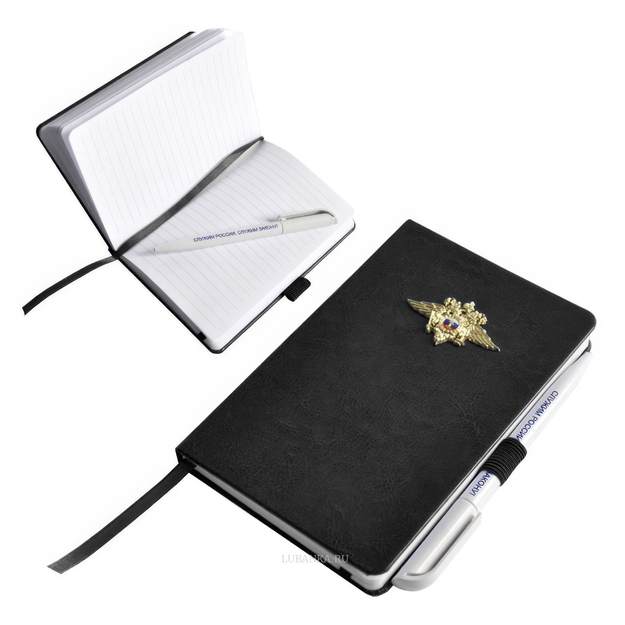Блокнот с ручкой МВД черный