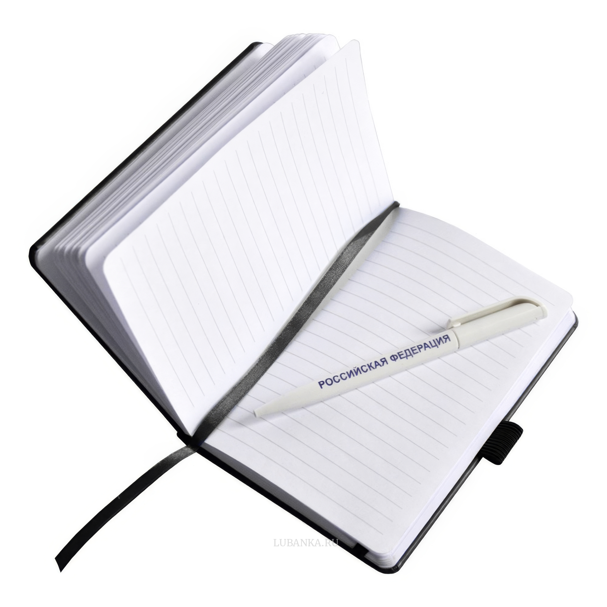 Блокнот с ручкой Россия черный
