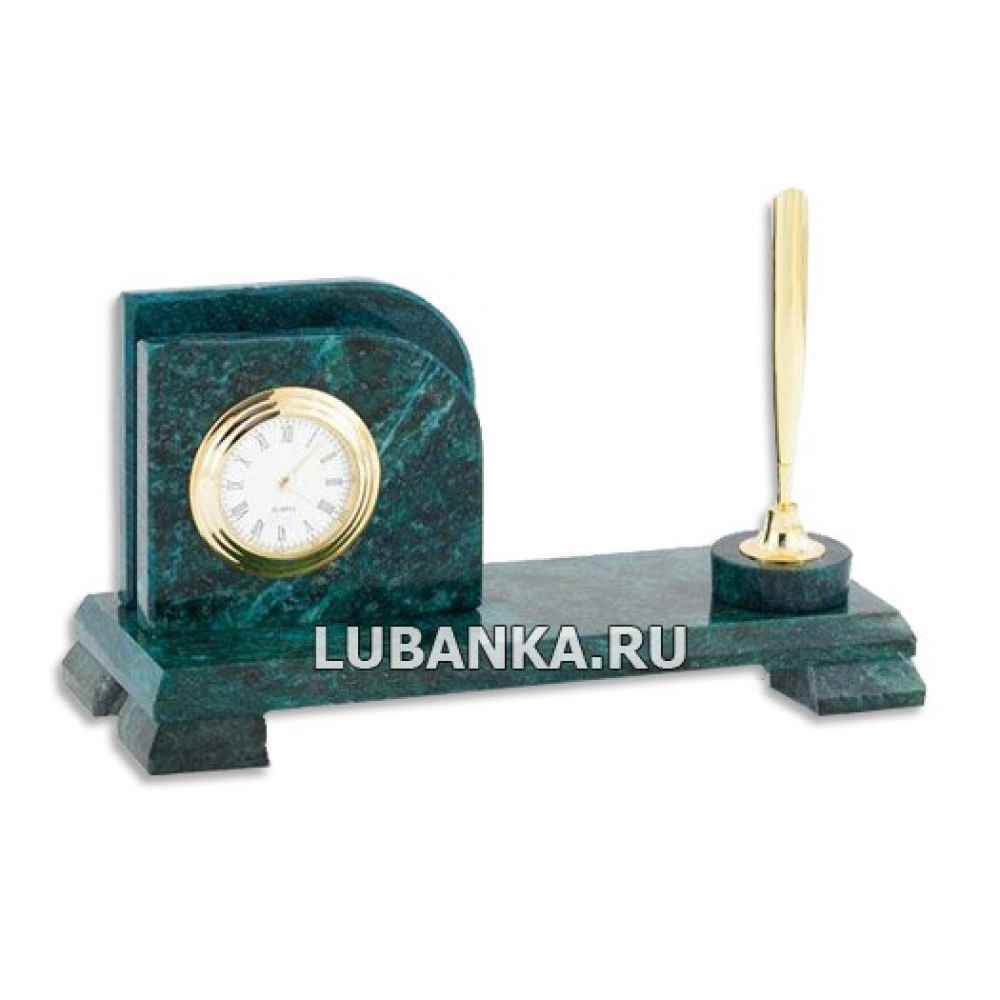 Настольный набор для руководителя «Часы» из камня
