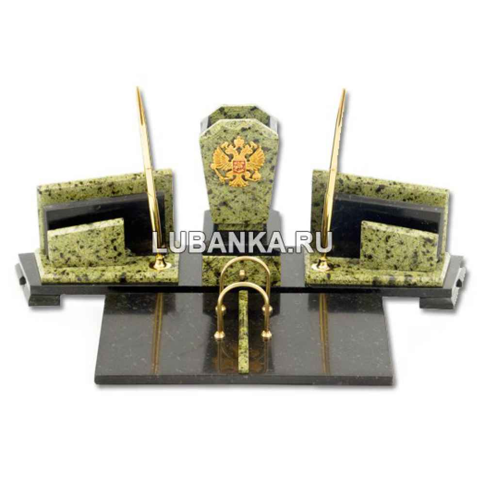 Настольный набор для руководителя «Герб России» из камня