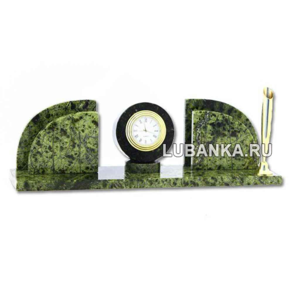 Настольный набор для руководителя «Часы» из камня