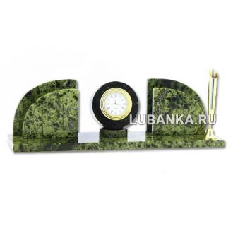 Настольный набор для руководителя «Часы» из камня